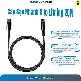 Mua Cáp sạc nhanh  siêu bền C to IP 20W Baseus Tungsten Gold dùng cho iPhone 12/ iP11 Series/ iPXS Max (20W  Fast Charging & Data Cable)- Hàng chính hãng