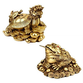 Mua Bộ linh vật trên ban thần tài cóc thiềm thừ rùa đồng rồng long quy linh vật phong thủy