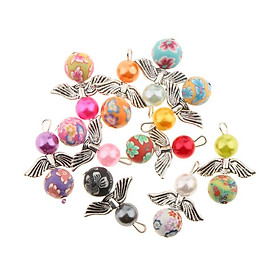 10 Pieces Mixed Guardian Angel Wings Drop/Heart Pendants Charms Beads Antique Silver Wings for Necklace Bracelet Jewelry Making Crafts