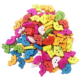 100pcs Mixed Car Shape 2 Hole Wooden Buttons for DIY Sewing Crafting 12x20mm
