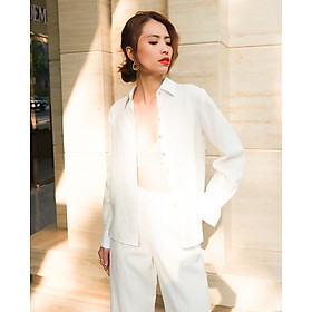 Áo Sơ Mi Linen Tay Dài Trắng Mộc Trà Thời trang thiết kê Hity TOP171
