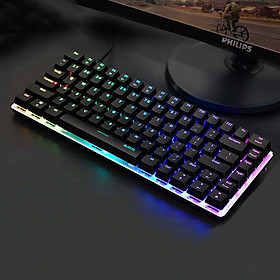 Bàn phím cơ mini gaming GEEK AK33 White Chống ồn - Hàng nhập khẩu - Đen Led RGB cắm dây