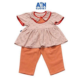 Bộ quần dài áo tay ngắn Cam đào thun cotton thêu - AICDBGAEUPEA - AIN Closet