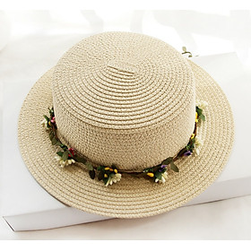 Mũ đi biển đẹp nón rộng vành nhỏ đai hoa lá thời trang Hàn Quốc dona22041904