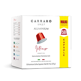 Cà Phê Viên Nén Carraro INTENSO ALUMINUM 50 Viên - Tương thích với máy capsule Nespresso