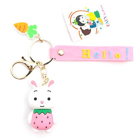 Móc Khóa Thỏ Có Dây 32 - Áo Hồng