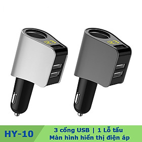 Mua Tẩu sạc 3 cổng USB có màn hình hiển thị điện áp và một lỗ tẩu HY-10