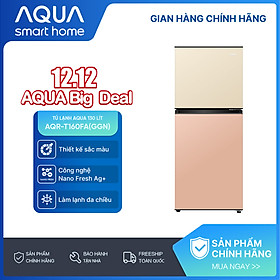 Tủ lạnh AQUA 130 lít ngăn đá trên AQR-T160FA(GGN) - Màu Be hồng - Freeship toàn quốc - Bảo hành 2 năm - Hàng chính hãng