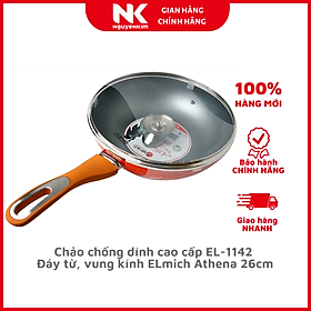 Mua Chảo chống dính cao cấp EL-1142 có đáy từ  vung kính ELmich Athena 26cm - Hàng Elmich Chính Hãng