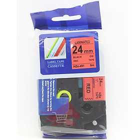 Mua Nhãn in tiêu chuẩn Hze-451  khổ rộng 24mm  chữ đen nền đỏ tương thích dùng cho máy in nhãn P-touch Brother
