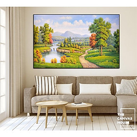Mua Tranh Canvas Phong Cảnh Đồng Quê (Hình thật tại xưởng - Đã có khung  móc  đinh treo) - The Canvas House - T1PC