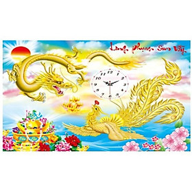 Mua Tranh thêu chữ thập đồng hồ long phựng sum vầy ( chưa thêu) - X8203