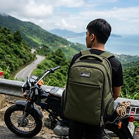 Balo du lịch chống nước cao cấp Xbags Travel – Balo phượt cỡ lớn, nhiều ngăn tiện lợi, bền đẹp xanh rêu thời trang XB1001