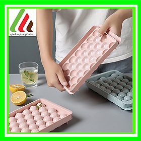 Mua Khay làm đá viên bi tròn thông minh có nắp đậy tổng 33 viên để tủ lạnh  khuôn làm thạch rau câu trà sữa đa năng tiện lợi