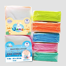 Khăn Sữa 4 Lớp Unmei Xuất Nhật Bịch 10 cái 25x25cm 100% Cotton mềm mại thấm hút tốt