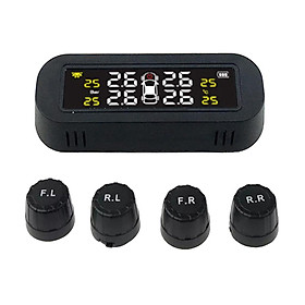 Wireless USB Tire Safety Monitor Solar Power TPMS Tire Pressure Monitoring System with 4 External Cap Sensors Temperature Detection Checking Testing