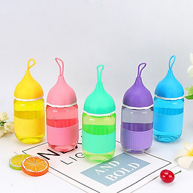 Bình Nước Thủy Tinh Có Vỏ Silicon Chống Trượt 280ml