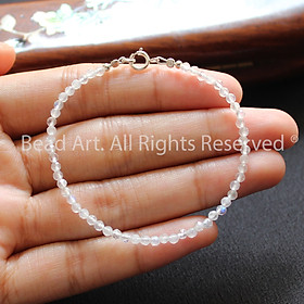 Vòng Tay 2.5MM Đá Mặt Trăng  Ánh Cầu Vồng Giác Cắt Bạc 925, Vòng Tay Phong Thuỷ, Lắc Tay, Kim, Thuỷ - Bead Art