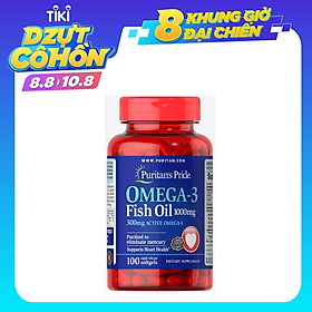 Thực Phẩm Chức Năng - Dầu Cá Bổ Sung EPA DHA Bổ Mắt, Não, Tim Mạch, Tăng Cường Hệ Miễn Dịch Puritan'S Pride Omega-3 Fish Oil 1000Mg