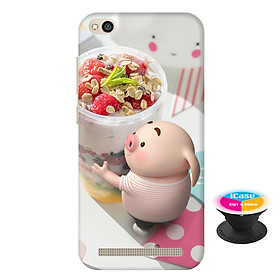Ốp lưng nhựa dẻo dành cho Xiaomi Redmi 5A in hình Heo Con Trà Sữa - Tặng Popsocket in logo iCase - Hàng Chính Hãng