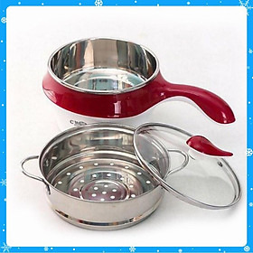 Mua Nồi Lẩu Điện Mini Đa Năng 2 Tầng Kèm Giá Hấp Có Tay Cầm Tiện Lợi - Hàng Chất Lượng