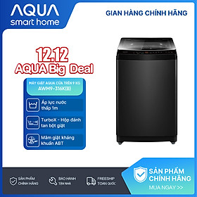 Máy giặt Aqua 9 kg AWM9-316K(B) - Bảo hành 2 năm - Hỗ trợ lắp đặt - Hàng chính hãng