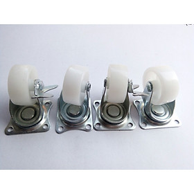 Mua Bánh xe 4 cm nhựa trắng  xoay 360 độ có khóa chống trượt