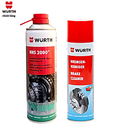 Combo mỡ bò nước Wurth HHS 2000 + Chai vệ sinh thắng (phanh) đĩa Wurth Brake Cleaner