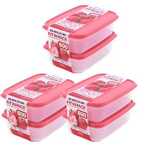Combo Set 2 hộp nhựa đựng thực phẩm Fitin Pack 600ml nắp dẻo nội địa Nhật Bản