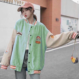 Áo khoác bomber unisex chất nhung form rộng Thêu Deep End phong cách ulzzang Anamy