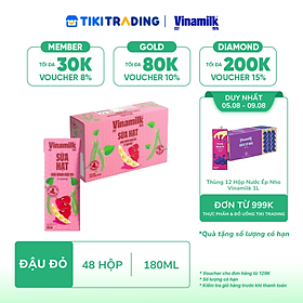 Thùng 48 hộp Sữa đậu nành Vinamilk hạt đậu đỏ 180ml