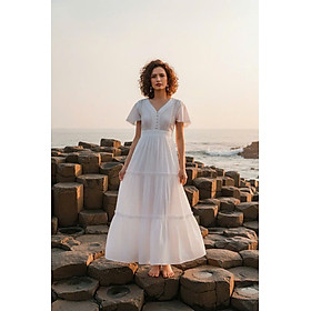 Đầm Maxi Cotton Trắng Đầm Dài Đi Biển Du Lịch Resorts Mây DRE146 Thời trang Hity