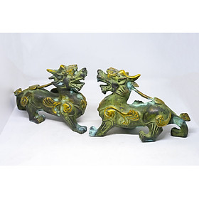 Mua Cặp tượng Tỳ Hưu phong thủy bằng đồng thau giả cổ cao 14cm