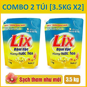 Nước giặt LIX Đậm đặc Hương Nước hoa (Cam) tẩy sạch vết bẩn cực mạnh túi 3.5KGX2