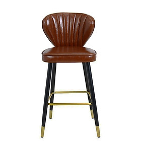 Ghế quầy bar xoay lưng cao hình vỏ sò bọc nệm PU sáp bóng có gác chân mạ vàng cho nhà hàng ,quán bar , quầy đảo bếp sang trọng / Bar chairs / Kitchen chair / Luxury stools / dining chairs CB LOUIS 5C-P TpHCM
