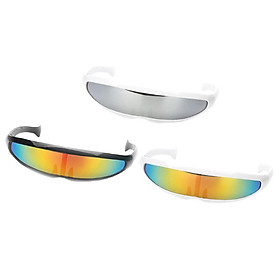 3 / Set Novelty Futuristic Mirrored Sunglasses Party Cosplay Costume