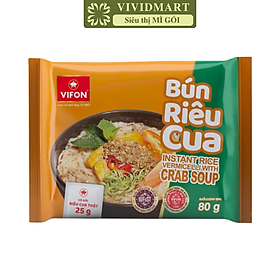 VIFON - Bún Vifon hương vị Bún riêu cua (có cua thật), Bún riêu Vifon, Vifon bún riêu cua Vifon (80g/gói)