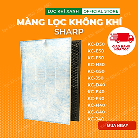 Màng lọc hepa Sharp KC50, D50, E50, F50, H50, G50, J50, D40, E40, F40, H40, G40 .Màng lọc không khí, màng carbon giá rẻ. Hàng nhập khẩu