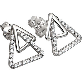 Bông tai bạc đính đá PNJSilver hình tam giác XM00K000145-BO