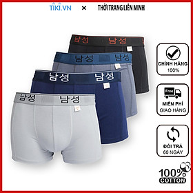 Combo 4 quần sịp nam boxer cao cấp CITYMEN lưng Hàn Quốc cotton 100% thấm