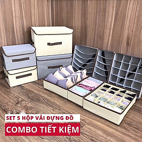 Bộ 5 giỏ đựng quần áo, tất, phụ kiện tiện gọn dễ tìm hàng Việt Nam cao cấp (Storage Box)