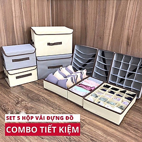 Mua Bộ 5 giỏ đựng quần áo  tất  phụ kiện tiện gọn dễ tìm hàng Việt Nam cao cấp (Storage Box)