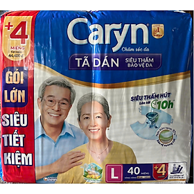 (40+4 Miếng Bên Trong) Tã Dán Người Lớn Caryn L 40 Miếng Vòng Hông 68 đến 122 Cm - Tã Dán Người Hạn Chế Đi Lại Size L40 | ML40 | ML 40 Caryn