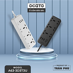 Ổ cắm điện kéo dài OCATO Trần Phú OCATO A63-3D3T3U (6 ổ cắm + 3 cổng sạc USB)