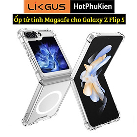 Ốp lưng sạc từ tính cho điện thoại Samsung Galaxy Z Flip 5 hiệu Likgus CrashProof - độ trong tuyệt đối, chống trầy xước, chống ố vàng, tản nhiệt tốt - Hàng nhập khẩu