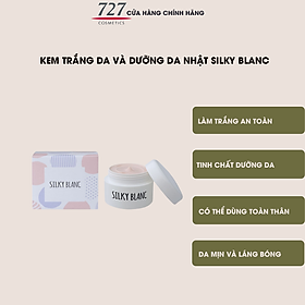 Kem dưỡng trắng da từ ceramide đào giúp da trắng tự nhiên hồng hào Nhật Bản 727cosmetics Silky Blanc 80g