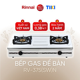 Bếp gas dương Rinnai RV-375(SW)N mặt bếp inox và kiềng bếp men - Hàng chính hãng.