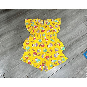 Set lanh bèo cánh tiên cài nút sau hàng handmade GIGI - Kitty vàng