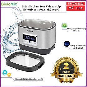 Máy nấu chậm Sous Vide BioloMix LS-SV03A thế hệ thứ 6, công suất 700W, dung tích bình chứa 8L, màn hình LED cảm ứng hiển thị - Hàng chính hãng