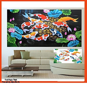 Mua Rẻ vô địch-Tranh đính đá cao cấp Cửu ngư Quần hội LV062